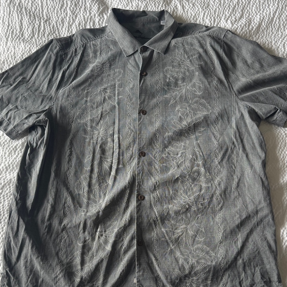 Tommy Bahama Charcoal Floral Button Down Shirt